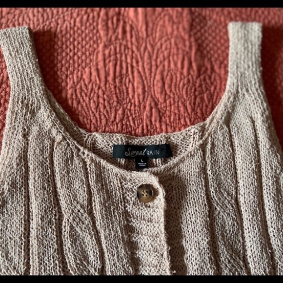 Sweet Rain Crochet Button Down Tank Top Size Large - Picture 2 of 8